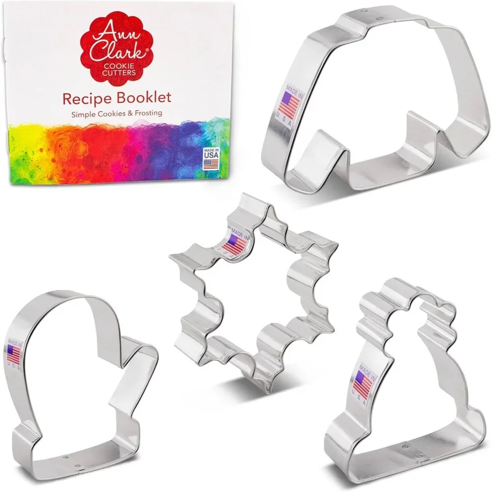Ann Clark 4-Piece Winter Cookie Cutters with Recipe Booklet - Festive Baking